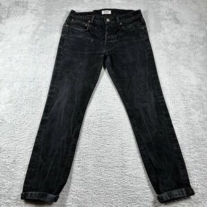 Buck Mason Jeans Mens 31x28 (30x28) Slim Fit Button Fly Black Fade Goth‎ Emo